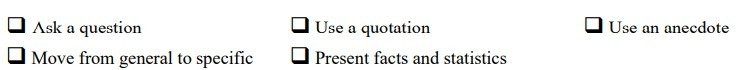 Introductory Paragraph:  Writing Techniques